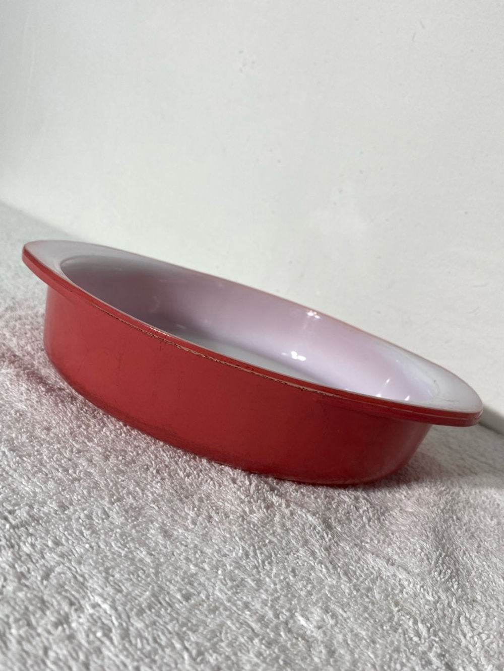 Vintage PYREX #221 Flamingo Pink Coral 8” Milk Glass Cale Pan Cottagecore